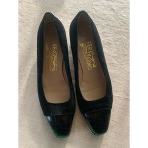 Salvatore Ferragamo black suede heels